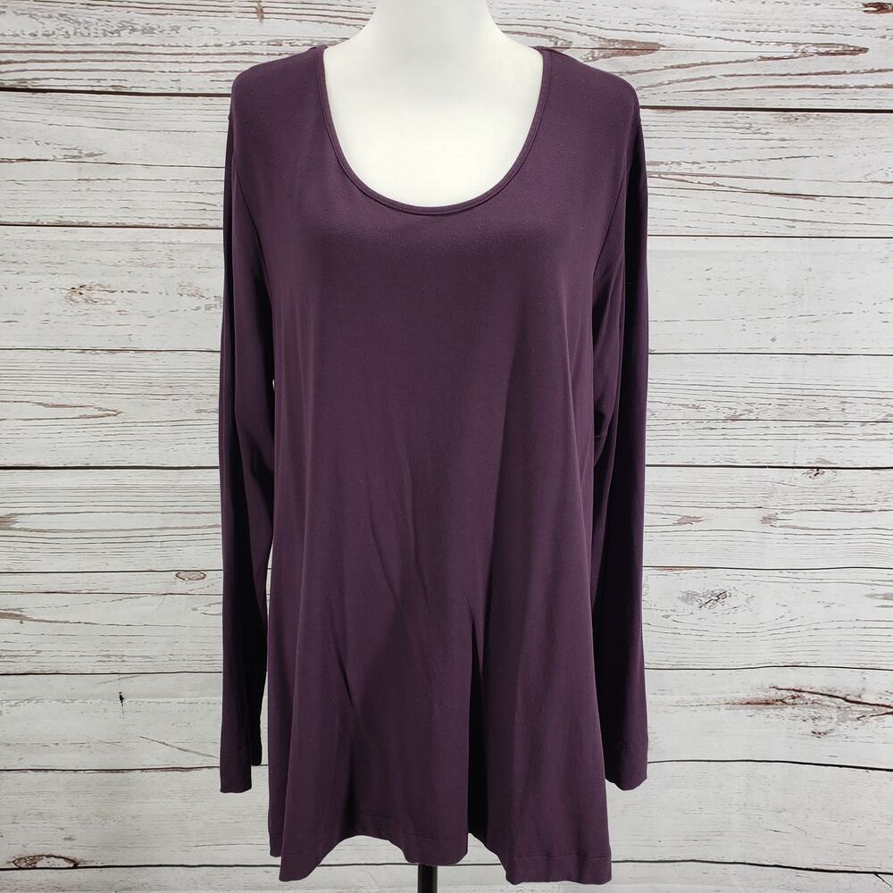 Natori Women's Purple Soft Stretch Long Sleeve Pullover Top Size XL